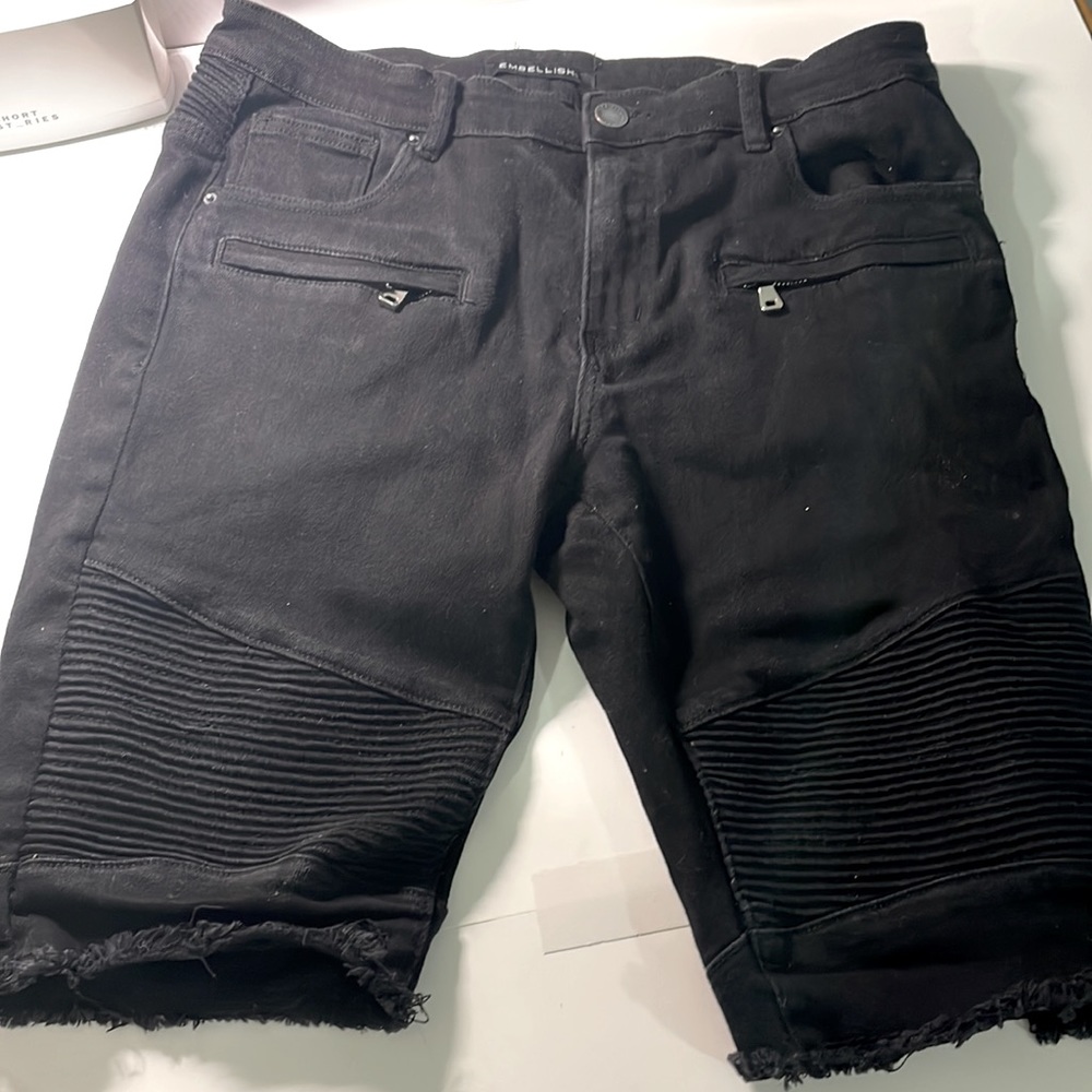 Embellish jean shorts